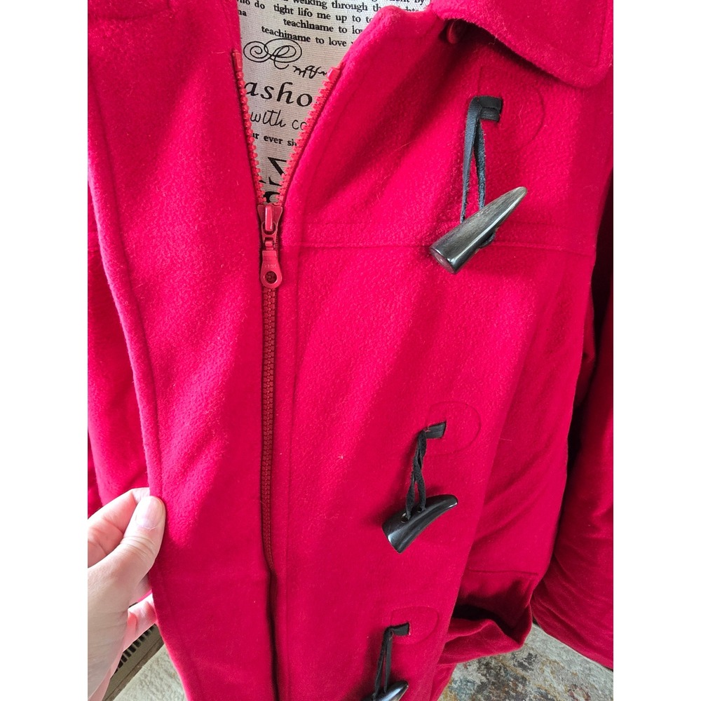 Vintage LL Bean Womens 3X Red Wool Blend Toggle Duffle Coat Jacket Preppy Classy - Picture 7 of 13